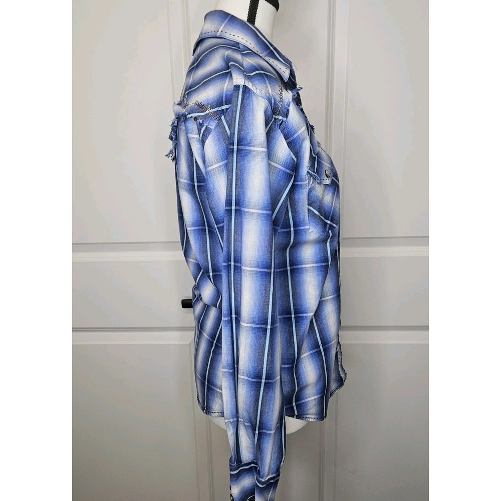 Brooks And Dunn By Panhandle Slim Womens Plaid Western Shirt Pearlsnap Sz Small - Picture 3 of 9